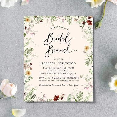 Budget Boho Pink Florals Bridal Brunch Invitations