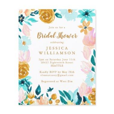 Budget Boho Teal Watercolor Floral