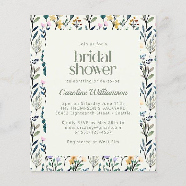 Budget Boho Watercolor Wildflower Bridal Shower