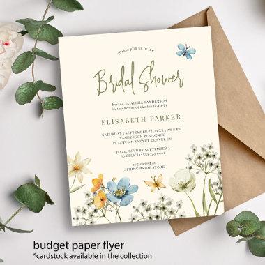 Budget boho wildflower bridal shower Invitations flyer