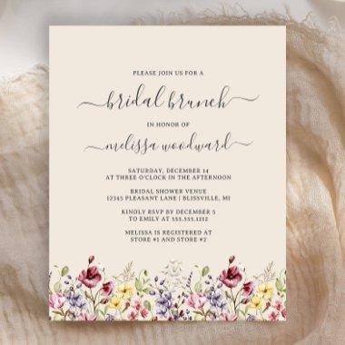 Budget Boho Wildflowers Bridal Brunch Invitations