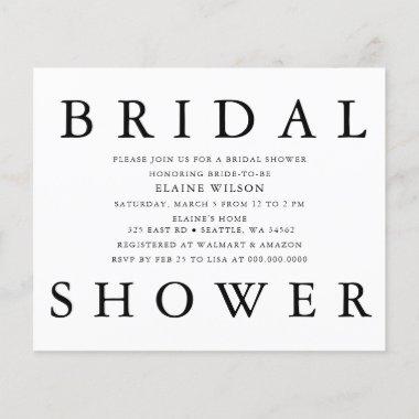 Budget Bold Letter Modern Bridal Shower Invitations