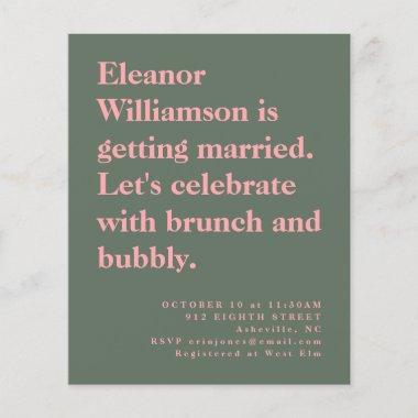 Budget Bold Pink and Green Bridal Brunch Invite