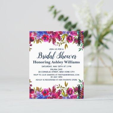 Budget Botanical Floral Bridal Shower Invitations