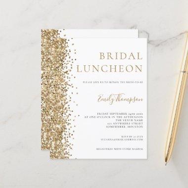 Budget Bridal Luncheon Gold Glitter Invitations