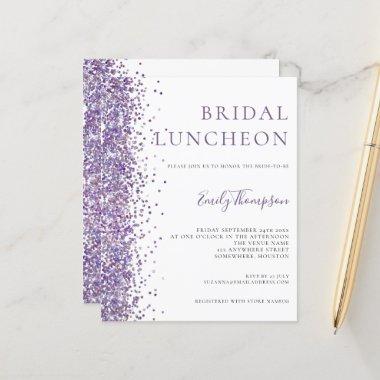 Budget Bridal Luncheon Purple Glitter Invitations