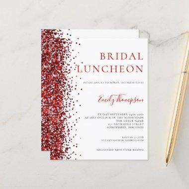 Budget Bridal Luncheon Red Glitter Invitations
