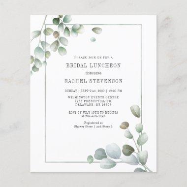 Budget Bridal Luncheon Watercolor Eucalyptus
