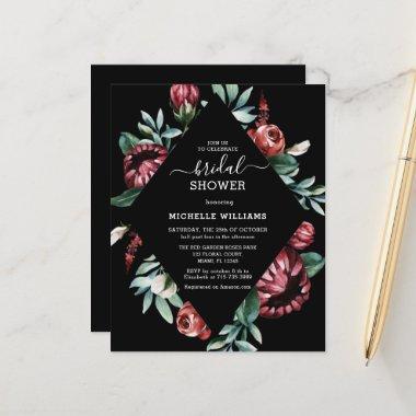 Budget Bridal Shower Black Red Roses Invitations