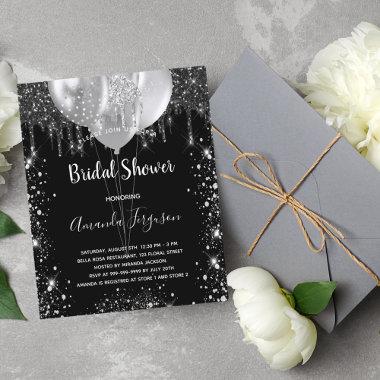 Budget Bridal Shower black silver Invitations