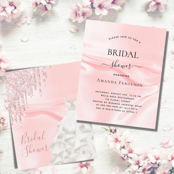 Budget bridal shower blush pink glitter dress
