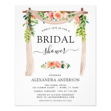 Budget Bridal Shower Coral Peach Floral Invitations Flyer