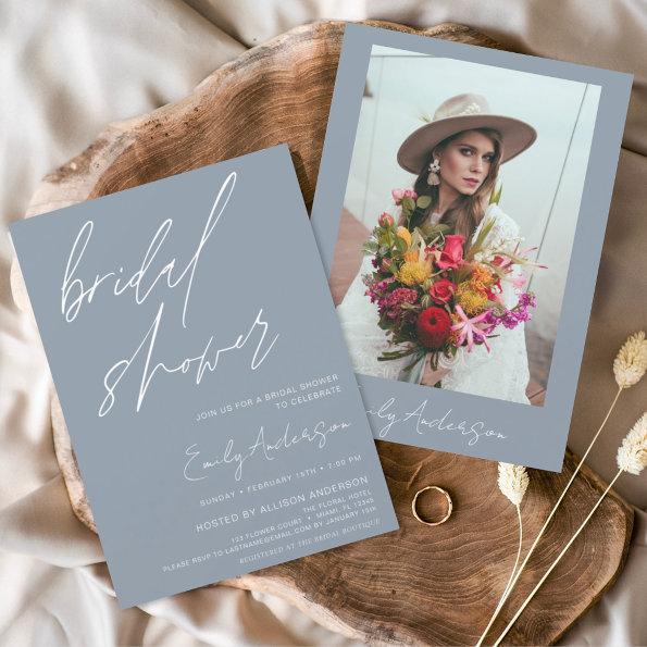 Budget Bridal Shower Dusty Blue Invitations Flyer