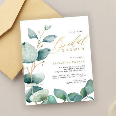 Budget bridal shower eucalyptus elegant Invitations