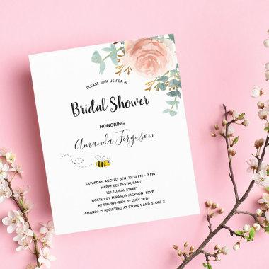 BUDGET Bridal Shower eucalyptus rose gold bee