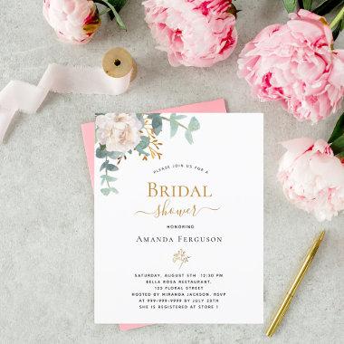 BUDGET Bridal Shower floral eucalyptus Invitations