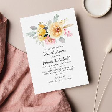 Budget Bridal Shower Floral Watercolor Botanical Note Invitations