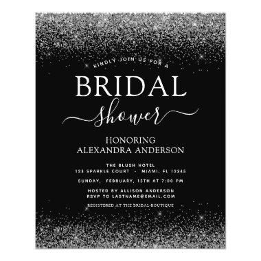 Budget Bridal Shower Glitter Black Silver Flyer