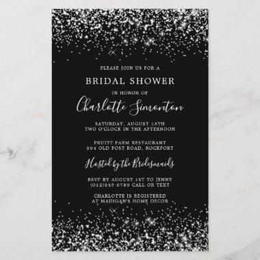 Budget Bridal Shower Glitter Black Silver Girly