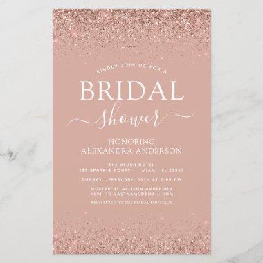 Budget Bridal Shower Glitter Blush Pink Invitations