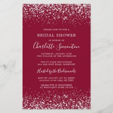 Budget Bridal Shower Glitter Burgundy Invitations