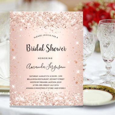 Budget Bridal Shower glitter rose gold Invitations