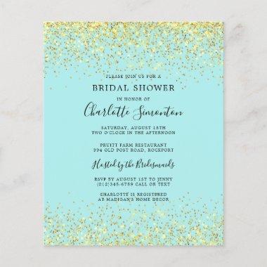 Budget Bridal Shower Gold Teal Invitations