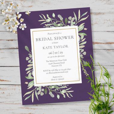 Budget Bridal Shower Greenery Purple Invitations
