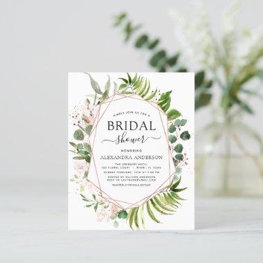 Budget Bridal Shower Greenery Rose Gold Geometric