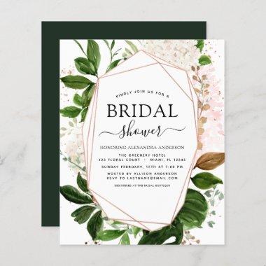 Budget Bridal Shower Greenery Rose Gold Invitations