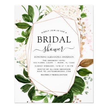Budget Bridal Shower Greenery Rose Gold Invitations Flyer