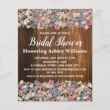 Budget Bridal Shower Invitations Rustic Flower Boho