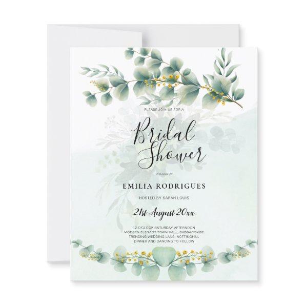 Budget Bridal Shower Invitations Greenery Leaves