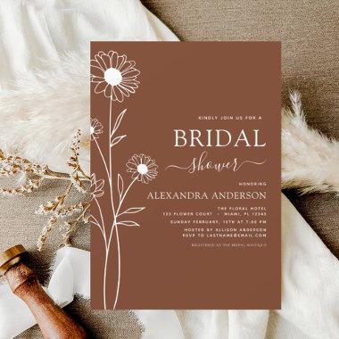 Budget Bridal Shower Minimalist Botanical Floral F Flyer