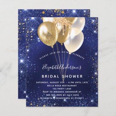 Budget Bridal Shower navy blue gold balloons