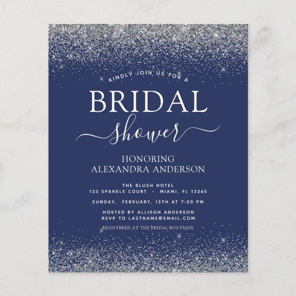Budget Bridal Shower Navy Blue Silver Glitter