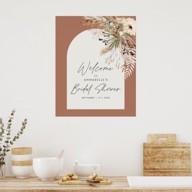 Budget bridal shower pampas grass modern elegant poster