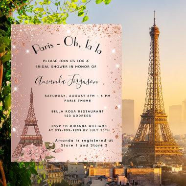 Budget bridal shower Paris rose gold Invitations