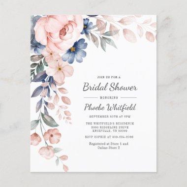 Budget Bridal Shower Pink Floral Invitations