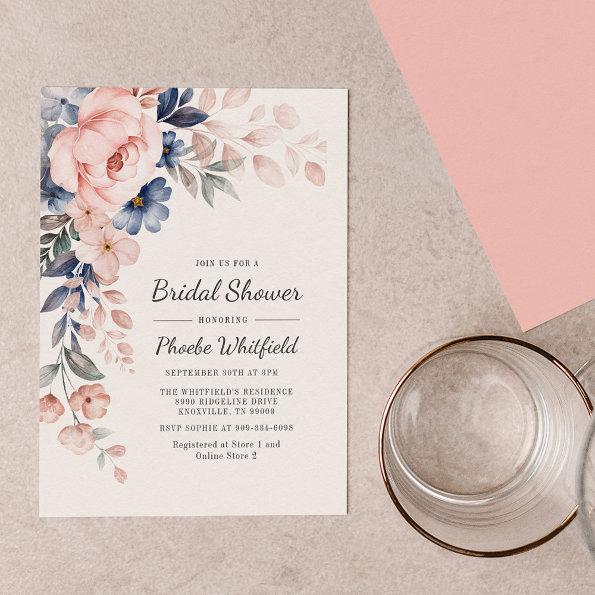 Budget Bridal Shower Pink Floral Invitations Stationery
