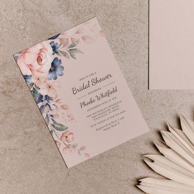 Budget Bridal Shower Pink Floral Modern Invitations