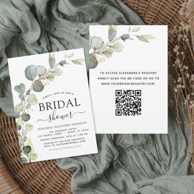 Budget Bridal Shower QR Code Eucalyptus Invitations