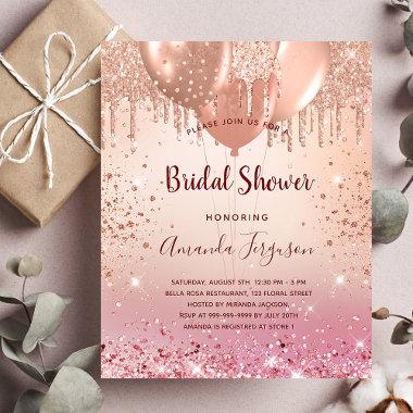 Budget Bridal Shower rose gold pink glitter