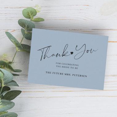 Budget bridal shower script dusty blue thank you note Invitations
