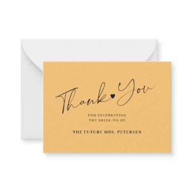 Budget bridal shower script orange thank you note Invitations