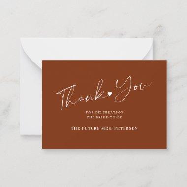 Budget bridal shower script rust brown thank you note Invitations