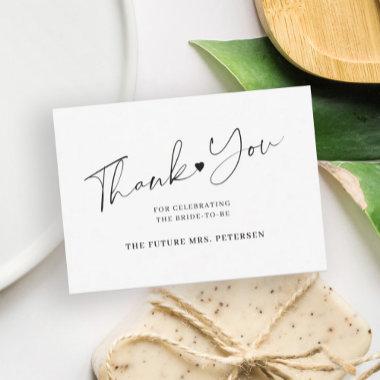 Budget bridal shower script white black thank you note Invitations