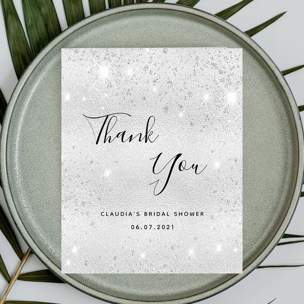 Budget bridal Shower silver glitter thank you Invitations