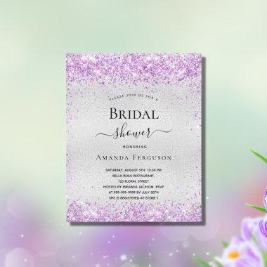 Budget bridal shower silver purple Invitations