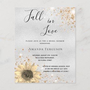 Budget bridal shower silver rustic sunflower fall